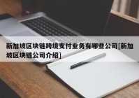 新加坡区块链跨境支付业务有哪些公司[新加坡区块链公司介绍]